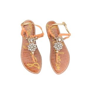Sam Edelman | Grayson Women's Slingback Sandals | Crystal Flower | Orange | 7.5